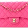 Chanel Classic Double Flap Medium Pink Caviar Goldtone Hardware quilted stitching