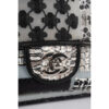 Chanel Classic Flap Medium Bag Black Embroidered Flowers Silvertone hardware cc turnlock