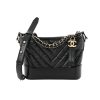 Chanel Gabrielle Small Black Chevron Calfskin Hobo Bag