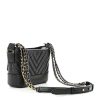 Chanel Gabrielle Small Black Chevron Calfskin Hobo Bag back