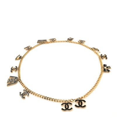 Chanel Gold and Black Metal Belt Enamel