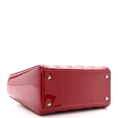 Christian Dior Lady Dior Medium Red Patent Leather Bag bottom