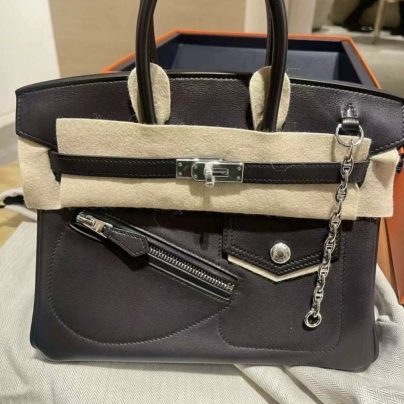 Hermes Birkin 25 Rock Black Volupto PHW Limited Edition