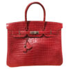 Hermes Birkin 35 Bag Red Crocodile Porosus Palladium Hardware