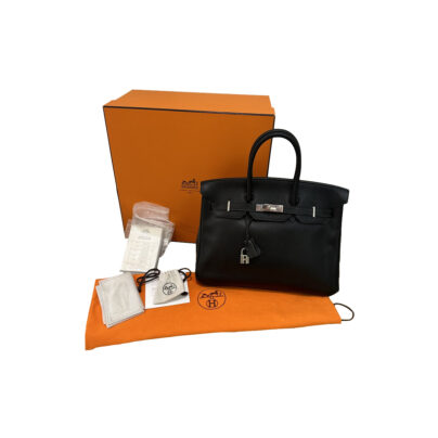 Hermes Birkin 35 Black Clemence Leather Palladium Hardware
