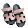 Hermes Chypre Pink Crocodile Sandals Palladium Hardware