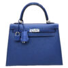 Hermes Kelly 25 Blue Sapphire Alligator Veau Touch Palladium Hardware