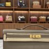 Hermes Kelly Cut Clutch Etoupe Swift Leather and Gold Hardware