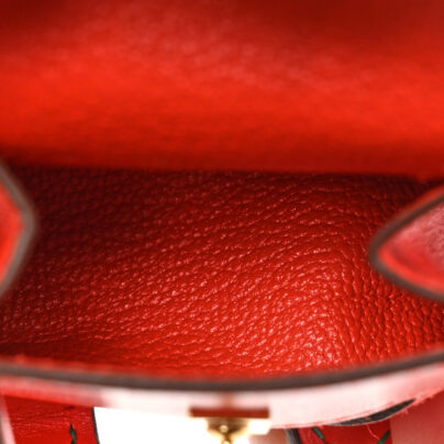 Hermes Kelly Quelle Idole Bag Charm Accessory Chevre Mysore Capucine Jaune Vert interior