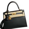Hermes Kelly Sellier 25 Black Epsom Gold Hardware