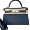 Hermes Mini Kelly 20 Navy Blue Epsom Palladium Hardware