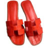 Hermes Oran Sandals Rouge Crocodile Leather