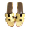 Hermes Oran Sandals Yellow Parchemin Crocodile Leather