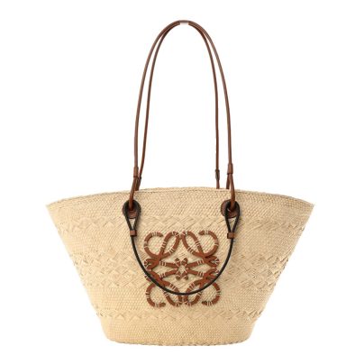 Loewe Medium Anagram Iraca Palm Natural Tan Basket Bag