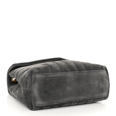 Saint Laurent Loulou Small Y Suede Grey Leather Gold Hardware bottom