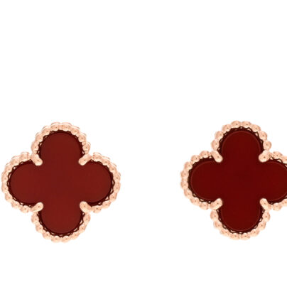 Van Cleef & Arpels Sweet Alhambra Carnelian 18k Rose Gold Earrings