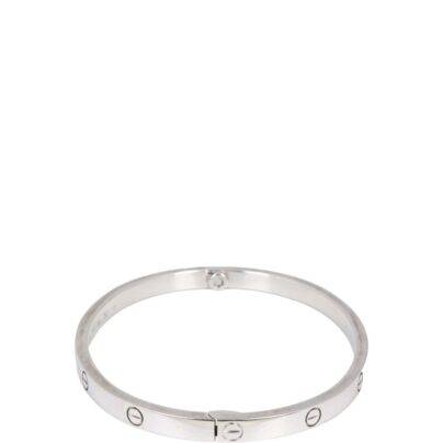 Cartier Love Bracelet PM 18k White Gold Size 15 side hinge