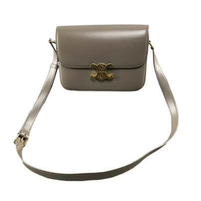 Celine Triomphe Medium Grey Shiny Calfskin Bag