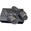 Chanel 23s Black Leather Interlocking CC Flat Sandals Size 38