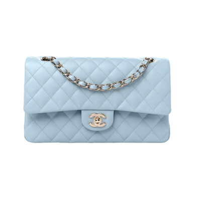 Chanel Classic Timeless Medium Light Blue Caviar Double Flap