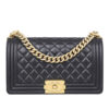 Chanel Medium Boy Flap Bag Black Lambskin Goldtone Hardware