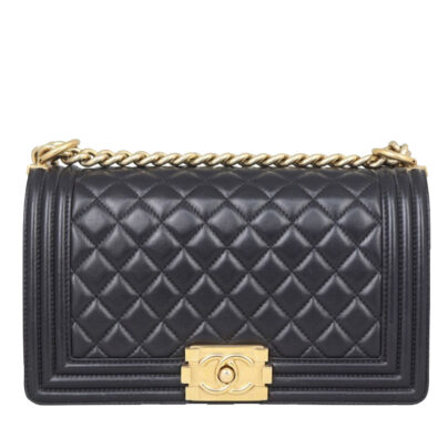 Chanel Medium Boy Flap Black Lambskin Goldtone Hardware
