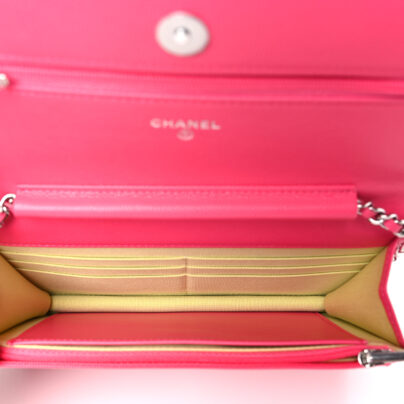 Chanel WOC 19 Caviar Pink Leather Bag GHW interior