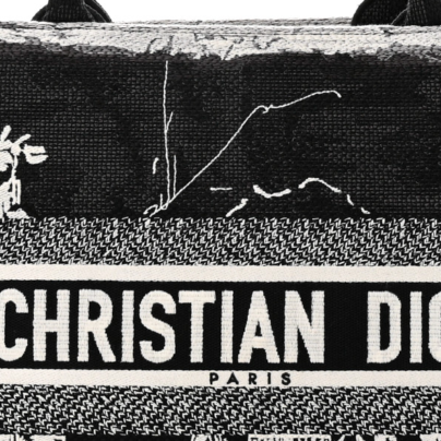 Christian Dior Medium New York Black and White Book Tote 2024 front embroidery