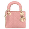 Christian Dior Mini Lady Dior Pink Lambskin Leather Bag Goldtone hardware