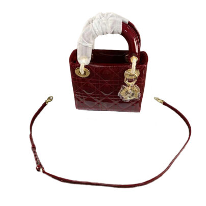 Christian Dior Mini Lady Dior Red Patent Lambskin Leather Bag