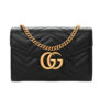 Gucci GG Marmont Chain Wallet Black Matelasse Gold Hardware
