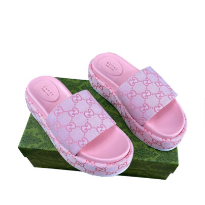 Gucci Women’s Angelina GG Monogram Pink Platform Sandals