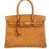 Hermes Birkin 25 Caramel Ostrich Leather Gold Hardware