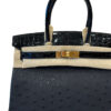 Hermes Birkin 30 Black Touch Ostrich Alligator Leather GHW