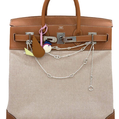 Hermes Birkin HAC 40 Gold Evercolor Leather Ecru Toile Palladium Hardware