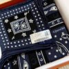 Hermes Carre H Cheval Punk Bandana Marine Blue Black Silk Scarf tag