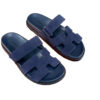 Hermes Chypre Navy Blue Celeste Suede Leather Sandals Size 39