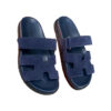 Hermes Chypre Navy Blue Celeste Suede Sandals Size 37