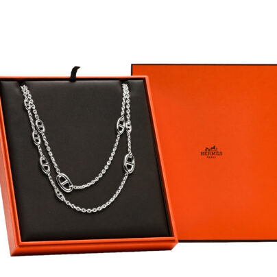 Hermes Farandole 160 Long Necklace with Silver Chaine D'Ancre Motifs