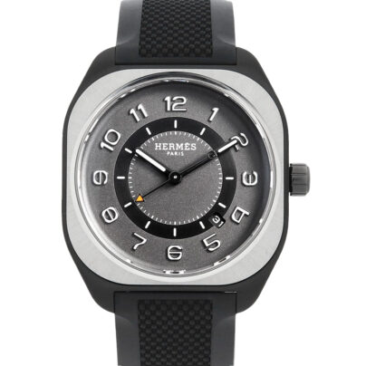 Hermes H08 Black Grey Bicolor 39mm Watch Titanium Rubber 049428WW00