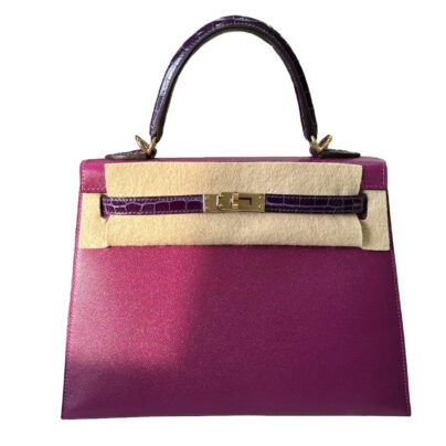 Hermes Kelly 25 Anemone Epsom Touch Amethyste Crocodile Gold Hardware