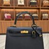 Hermes Kelly 25 Black Touch Shiny Crocodile Epsom GHW