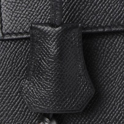 Hermes Kelly 28 Black Epsom Leather Permabrass Hardware clochette