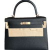 Hermes Kelly 28 Black Epsom Permabrass Hardware