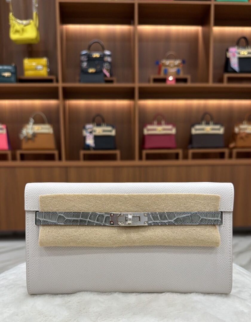 Hermes Long Kelly To Go Wallet Alligator Touch Gris Pale Palladium Hardware