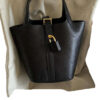 Hermes Micro Picotin Black Ostrich GHW