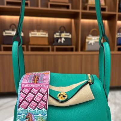 Hermes Mini Lindy 20 Menthe Clemence GHW