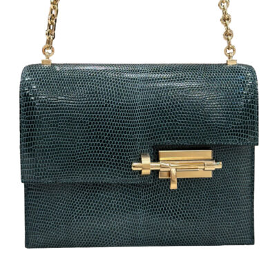Hermes Mini Verrou Vert Cypress Lizard Permabrass Hardware