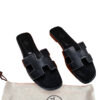 Hermes Oran Black Calfskin Leather Flat Sandals Size 39