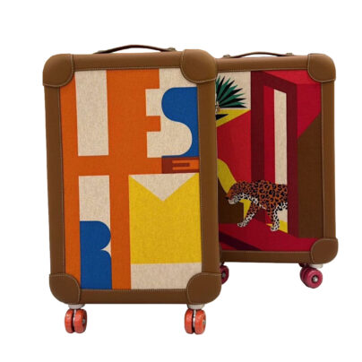 Hermes Rolling Mobility Suitcase RMS Leopard Canvas Travel Cabin Luggage